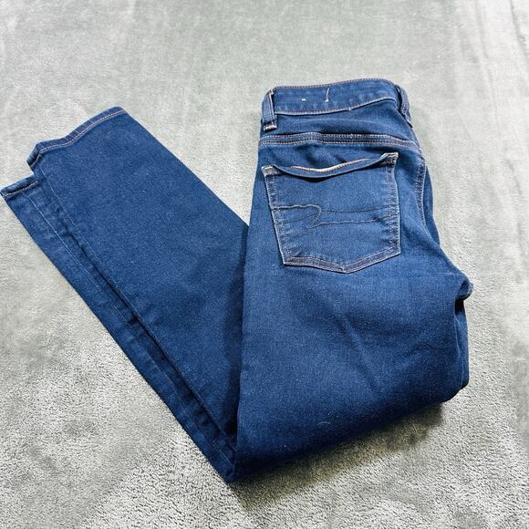 American Eagle Jegging Jeans Womens Sz.4 Blue‎ Denim Crop Super Super Stretch - Picture 7 of 12